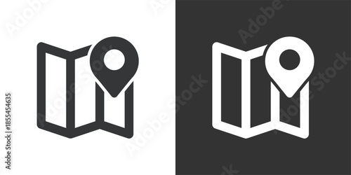 Folded Map Navigation icon. Solid glyph series icon
