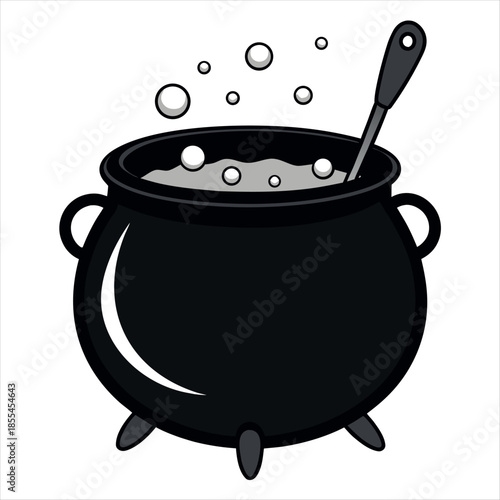 Witchs cauldron silhouette with bubbles