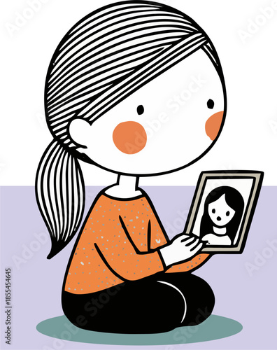 Girl looking at the picture