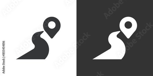 Road Navigation icon. Solid glyph series icon