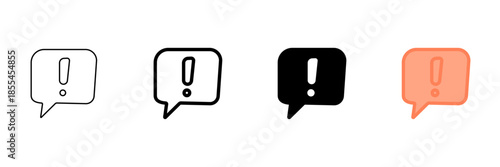 Set of minimalist exclamation bubble icons with transparent background, alert notifications, warning messages, error indicators for UI design, vector illustration