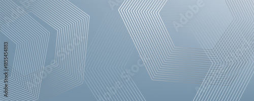 Abstract hexagon lines on gray background. Geometric stripe line art design for poster, brochure, cover, website, banner.