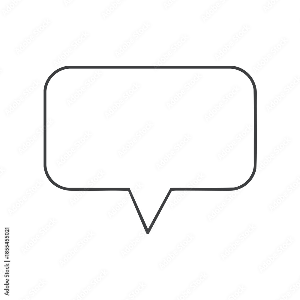 Naklejka premium A speech bubble, white filled inside, black outlined, with a pointed base