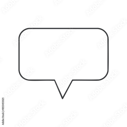 A speech bubble, white filled inside, black outlined, with a pointed base