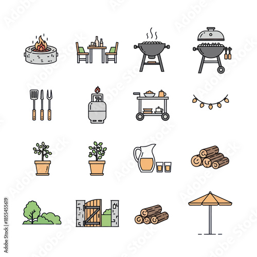 Outdoor Living Icons Grill Fire Pit Furniture and Accessories.