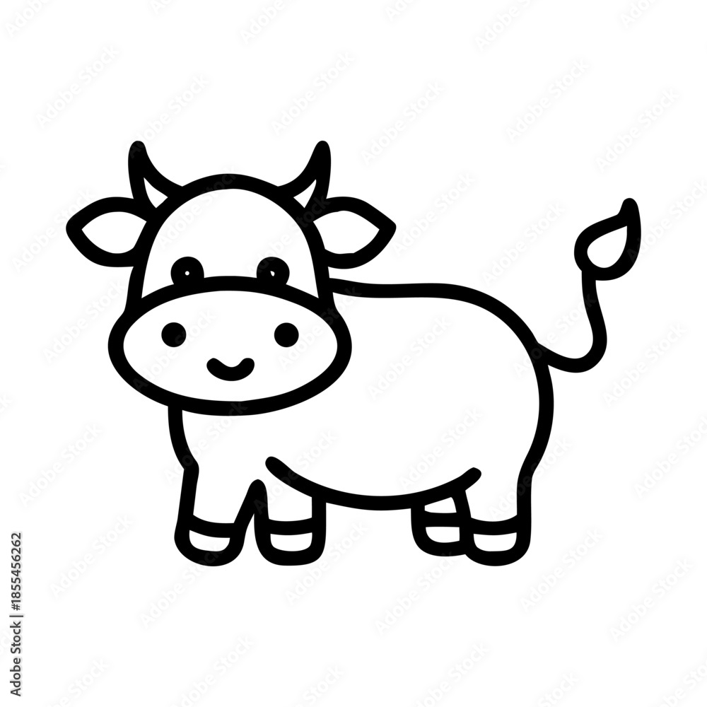 Fototapeta premium A baby cow icon bold outline vector illustration design