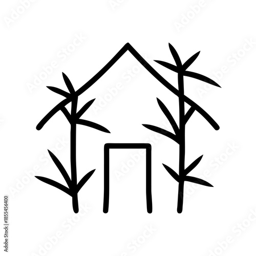 A bamboo hut icon bold outline vector illustration design
