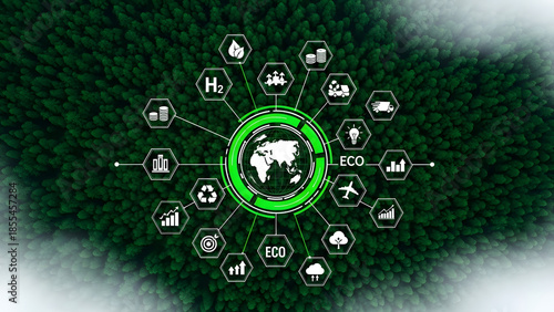 Sustainable future technology and ecology interconnecting for a greener planet