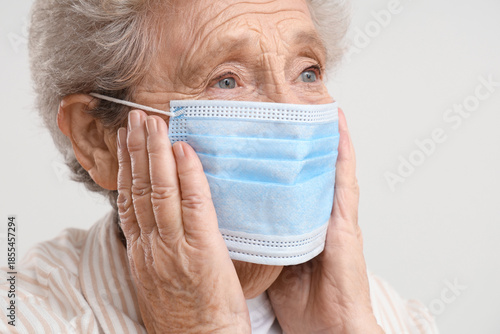 Shocked elderly woman in me...