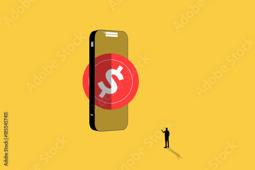 Business woman use online mobile payment or money transfer with a smartphone app. concept of digital finance, secure payments, mobile banking, or the successful completion of an online transaction