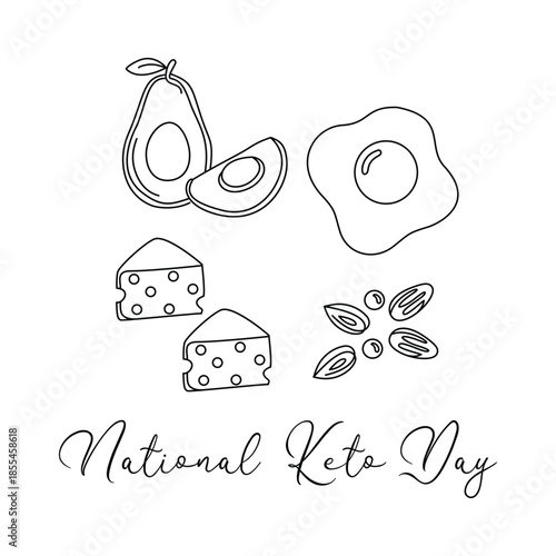 Minimalist National Keto Day Line art Illustration. Suitable for celebration
