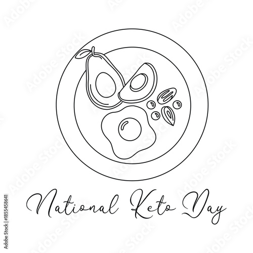 Minimalist National Keto Day Line art Illustration. Suitable for celebration