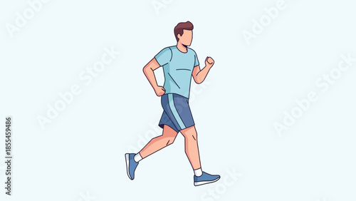 Illustration of a man jogging outdoors in casual sportswear during daytime