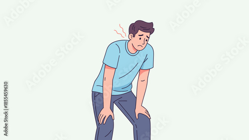 Illustration of a man experiencing discomfort or fatigue with a simple
