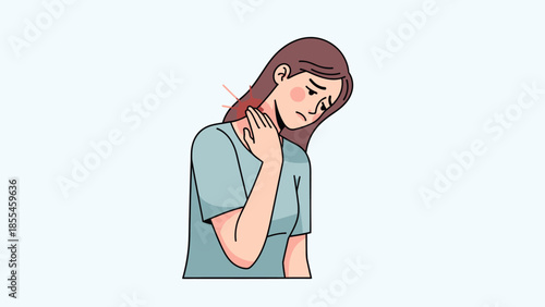 Illustration of a woman experiencing neck discomfort and pain relief