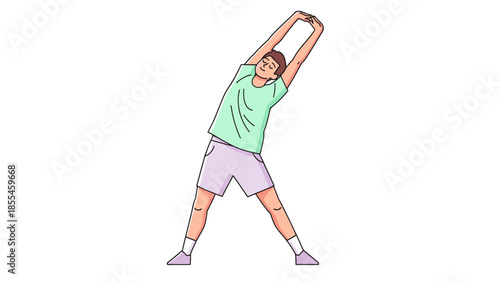 Young person stretching in a relaxed pose demonstrating flexibility exercises