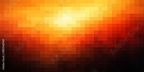 Abstract vector illustration of a red heart pattern with digital square mosaic pixel elements for a colorful futuristic backdrop