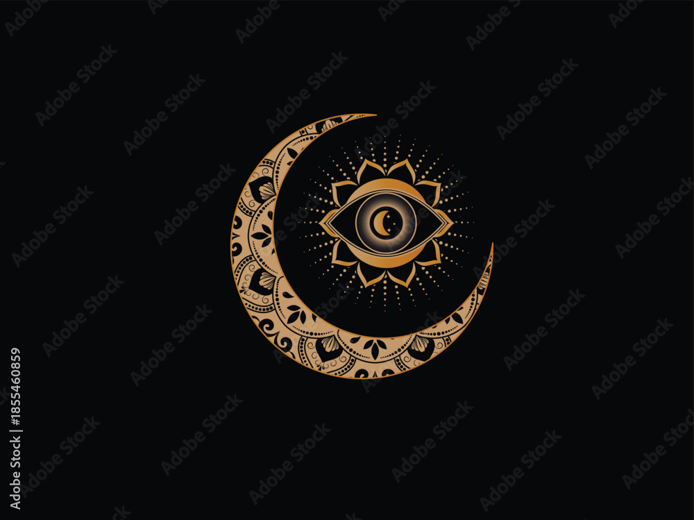 Fototapeta premium Golden moon eye symbol