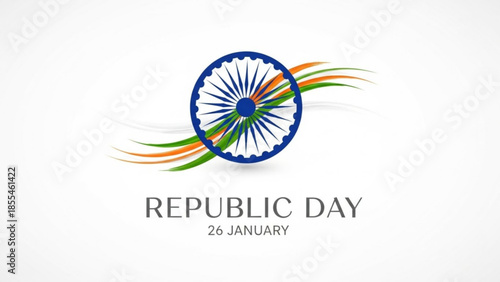 Indian republic day celebration illustration with ashoka chakra and indian flag colors