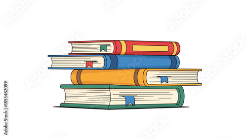 Stack of Colorful Hardcover Books Vector Illustration