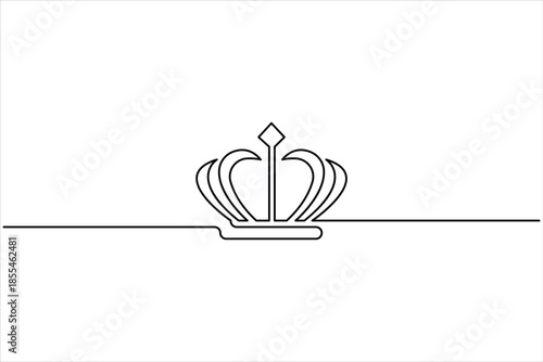 Continuous one line drawing of royal crown simple design concept vector illustration