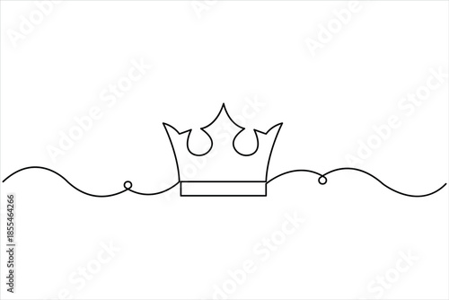 Continuous one line art drawing of royal crown exclusive design icon vector illustration