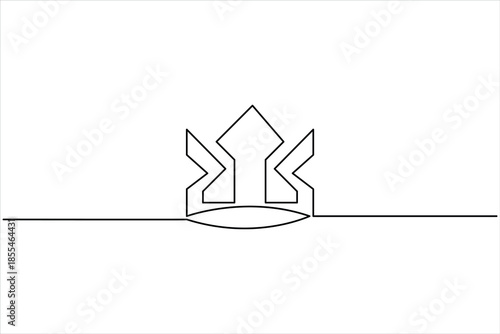 Continuous one line art drawing of royal crown exclusive design icon vector illustration