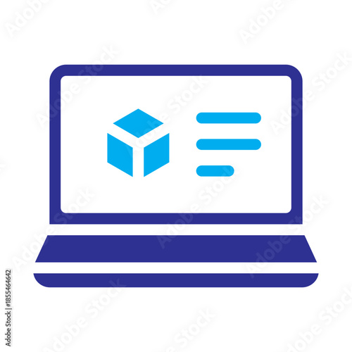 Color style e-commerce icon of laptop product view representing onColor catalog.