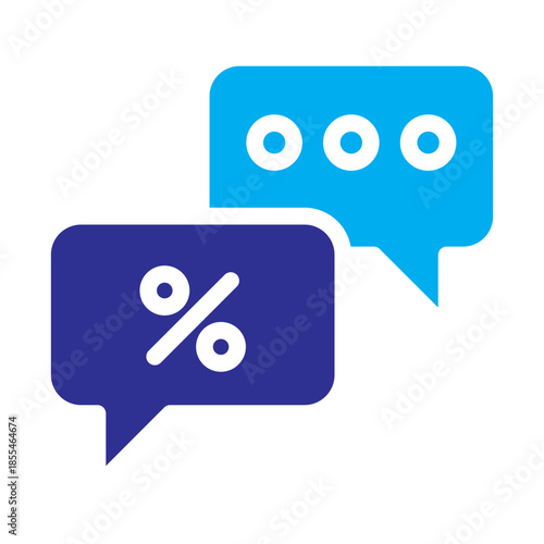 Color style e-commerce icon of discount chat representing customer offers.