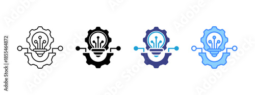 Technology icon set multiple style collection