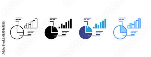 Statistics icon set multiple style collection