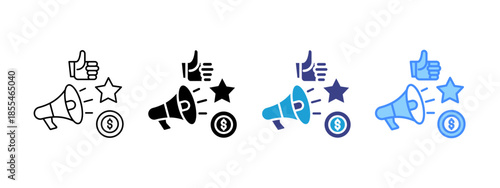 Marketing icon set multiple style collection