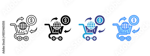 Commerce icon set multiple style collection