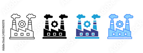 Industrial icon set multiple style collection