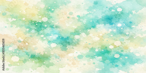 Abstract colorful watercolor background with bright blue and green glow, pattern, and defocused glitter for a holiday wallpaper design