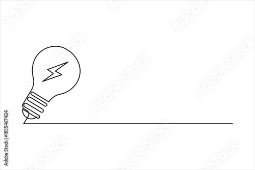 Continuous one line art design of light bulb. Single line drawing lamp concept outline vector illustration