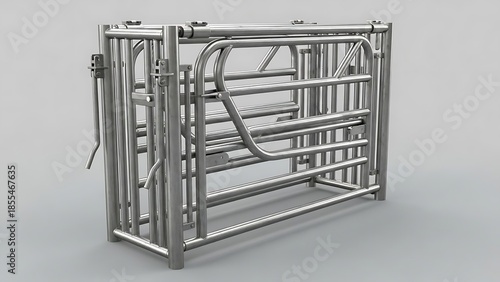 Robust Stainless Steel Livestock Squeeze Chute with Locking Gates Modern Agricultural Equipment.
