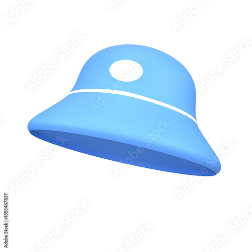3D blue sun hat bucket hat icon