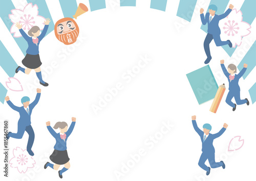 Isometric Vector Illustration of Happy Students Jumping for Success in Examinations