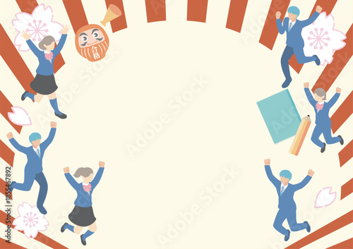Isometric Vector Illustration of Happy Students Jumping for Success in Examinations