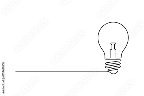 Continuous one line art design of light bulb. Single line drawing lamp concept outline vector illustration