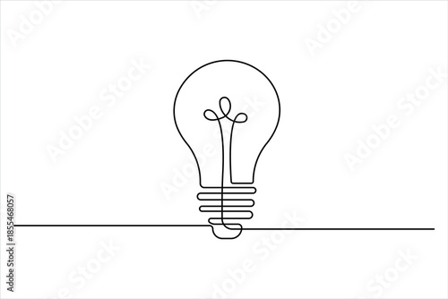 Continuous one line art design of light bulb. Single line drawing lamp concept outline vector illustration