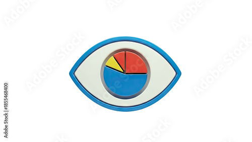 3D Eye with Pie Chart Iris on transparent background