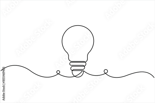 Light bulb continuous one line art drawing. Single line electricity lamp design vector art illustration
