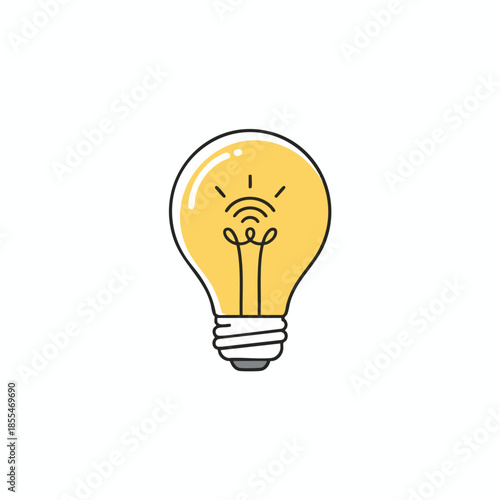 A glowing, stylized lightbulb illustration with wireless symbol on yellow fill