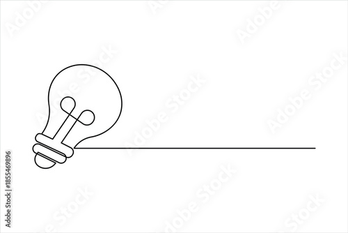 Light bulb continuous one line art drawing. Single line electricity lamp design vector art illustration
