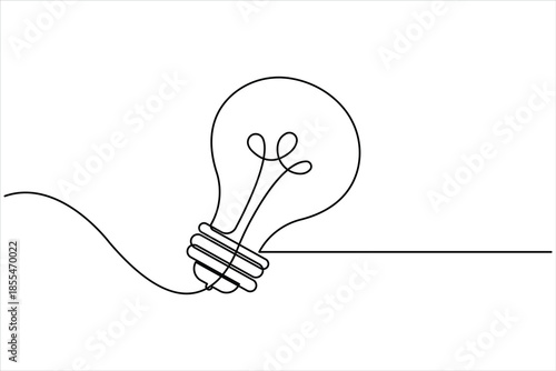 Light bulb continuous one line art drawing. Single line electricity lamp design vector art illustration
