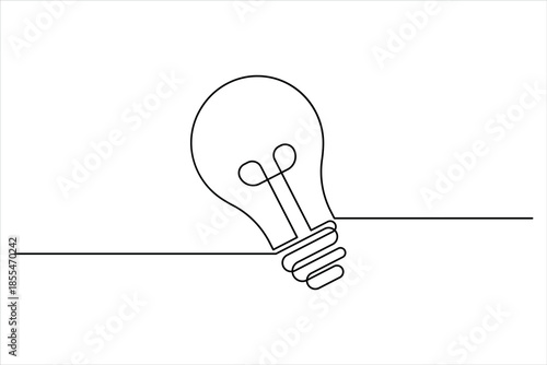 Light bulb continuous one line art drawing. Single line electricity lamp design vector art illustration
