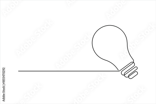 Light bulb continuous one line art drawing. Single line electricity lamp design vector art illustration
