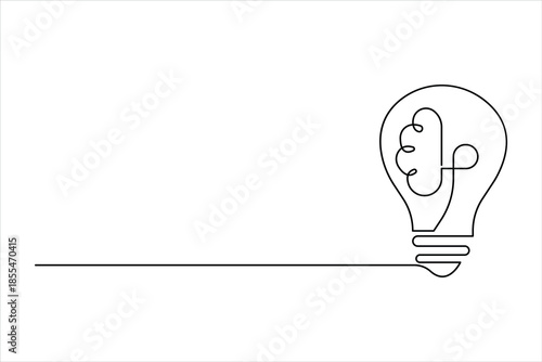 Light bulb continuous one line art drawing. Single line electricity lamp design vector art illustration
